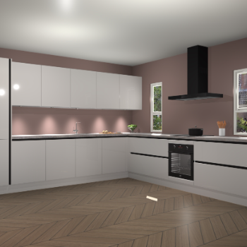 Zijdegrijze hoogglans greeploze keuken Solola 87217