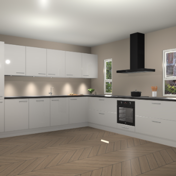 Zijdegrijze hoogglans keuken Solola 87219