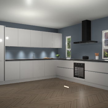 Zijdegrijze hoogglans greeploze keuken Solola 87221