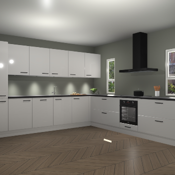 Zijdegrijze hoogglans keuken Solola 87222