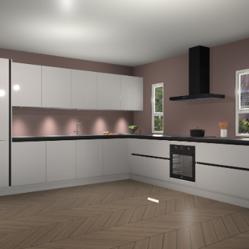 Zijdegrijze hoogglans greeploze keuken Solola 87224