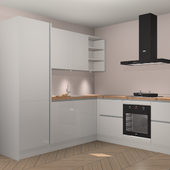 Zijdegrijze hoogglans greeploze keuken Turek 80475