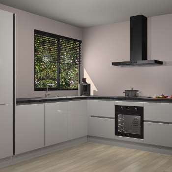 Zijdegrijze hoogglans greeploze keuken Benidorm 48296