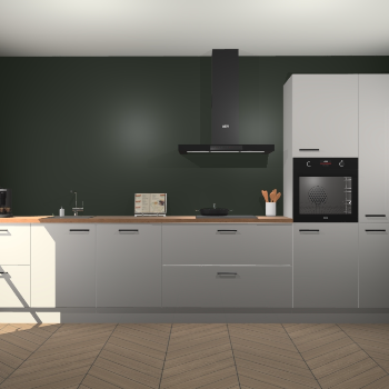 Zijdegrijze hoogglans keuken Leuven 49678