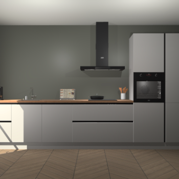 Zijdegrijze hoogglans greeploze keuken Leuven 49680