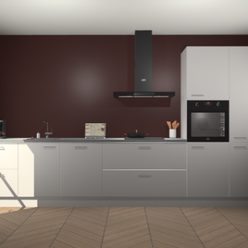 Zijdegrijze hoogglans keuken Leuven 49700