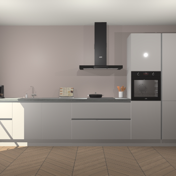 Zijdegrijze hoogglans greeploze keuken Leuven 49701