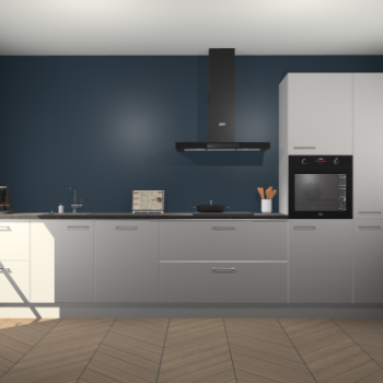 Zijdegrijze hoogglans keuken Leuven 49772