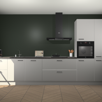 Zijdegrijze hoogglans keuken Leuven 49777