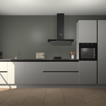 Zijdegrijze hoogglans greeploze keuken Leuven 49781