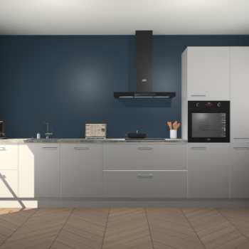 Zijdegrijze hoogglans keuken Leuven 49791