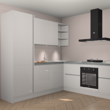 Zijdegrijze hoogglans greeploze keuken Turek 80646