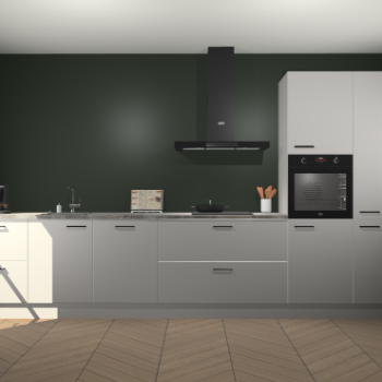 Zijdegrijze hoogglans keuken Leuven 49795