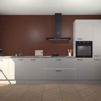 Zijdegrijze hoogglans keuken Leuven 49796