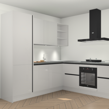 Zijdegrijze hoogglans greeploze keuken Turek 80649