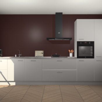 Zijdegrijze hoogglans keuken Leuven 49817