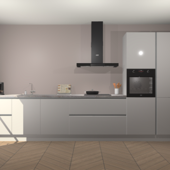 Zijdegrijze hoogglans greeploze keuken Leuven 49818