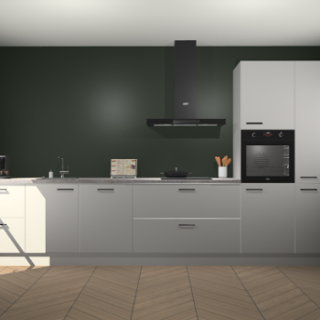 Zijdegrijze hoogglans keuken Leuven 49819