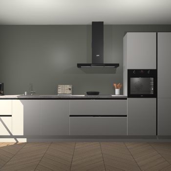 Zijdegrijze hoogglans greeploze keuken Leuven 49821