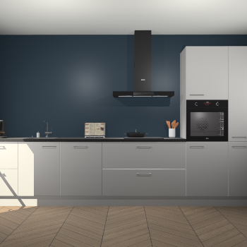 Zijdegrijze hoogglans keuken Leuven 49829