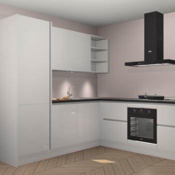 Zijdegrijze hoogglans greeploze keuken Turek 80652