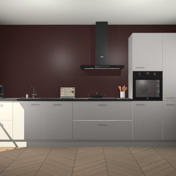 Zijdegrijze hoogglans keuken Leuven 49830