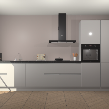 Zijdegrijze hoogglans greeploze keuken Leuven 49831