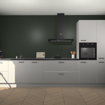 Zijdegrijze hoogglans keuken Leuven 49832