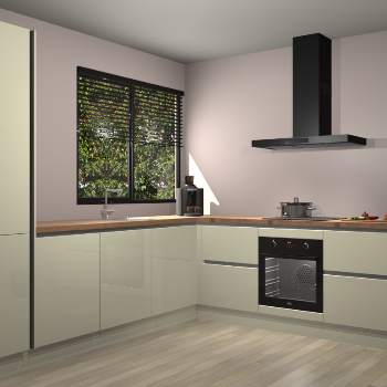 Magnolia hoogglans greeploze keuken Benidorm 48358