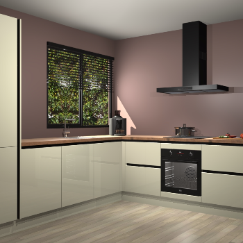 Magnolia hoogglans greeploze keuken Benidorm 48361