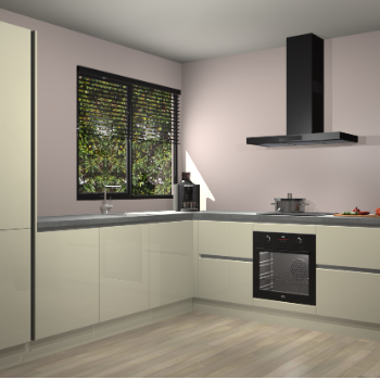 Magnolia hoogglans greeploze keuken Benidorm 48385