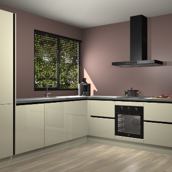Magnolia hoogglans greeploze keuken Benidorm 48390