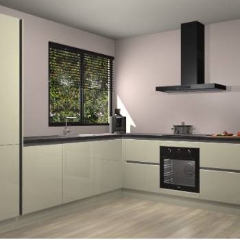 Magnolia hoogglans greeploze keuken Benidorm 48435