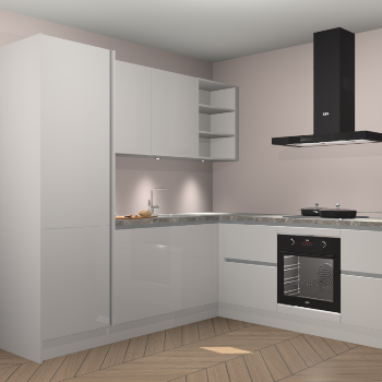 Zijdegrijze hoogglans greeploze keuken Turek 80658