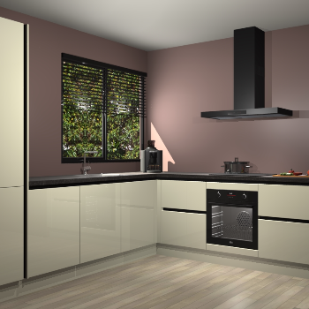 Magnolia hoogglans greeploze keuken Benidorm 48438