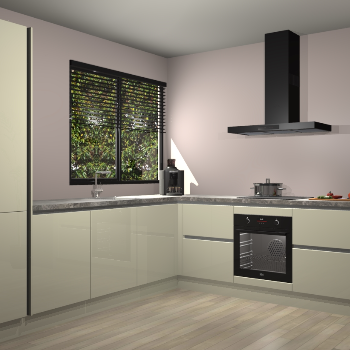 Magnolia hoogglans greeploze keuken Benidorm 48459