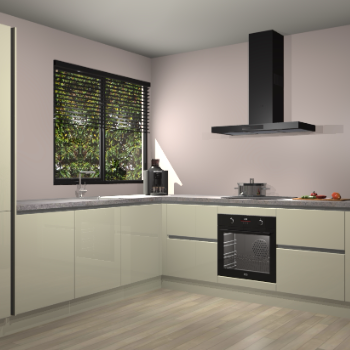 Magnolia hoogglans greeploze keuken Benidorm 48465