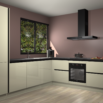 Magnolia hoogglans greeploze keuken Benidorm 48533