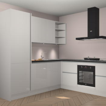 Zijdegrijze hoogglans greeploze keuken Turek 80676