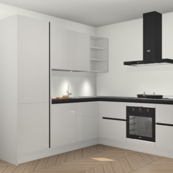 Zijdegrijze hoogglans greeploze keuken Turek 80679