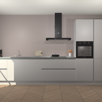 Zijdegrijze greeploze keuken Leuven 48902