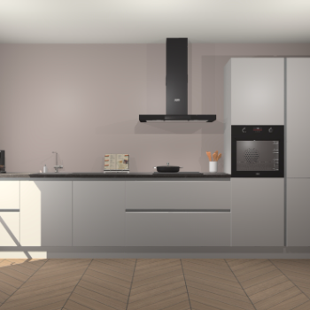 Zijdegrijze greeploze keuken Leuven 48929