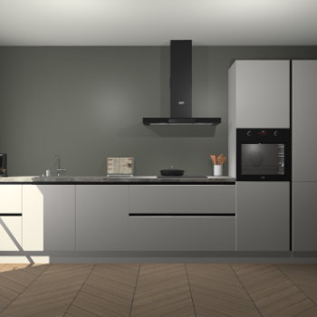 Zijdegrijze greeploze keuken Leuven 48988