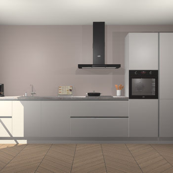 Zijdegrijze greeploze keuken Leuven 49005