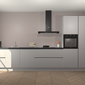 Zijdegrijze greeploze keuken Leuven 49017