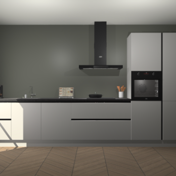 Zijdegrijze greeploze keuken Leuven 49022