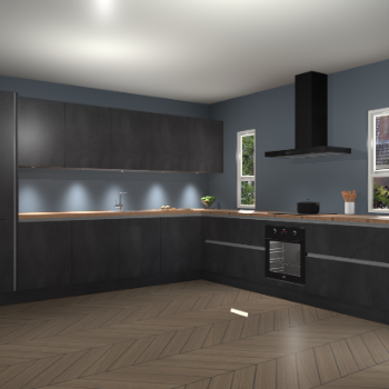 Beton Zwarte greeploze keuken Solola 87836