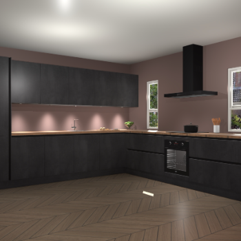 Beton Zwarte greeploze keuken Solola 87839