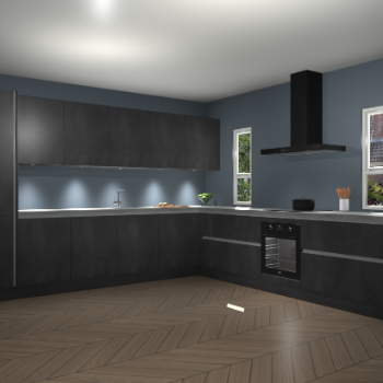 Beton Zwarte greeploze keuken Solola 87844