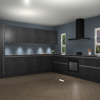 Beton Zwarte greeploze keuken Solola 87850